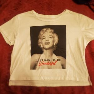 MARILYN MONROE WOMEN'S CROP TOP BLOUSE TANK TOP T SHIRT WHITE